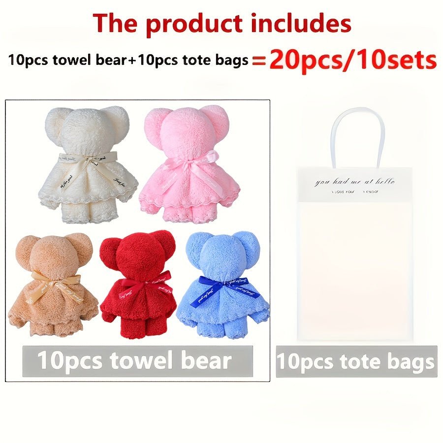KTX-626259 20-Piece Bear Towel Gift Set for Special Occasions - Soft Plush Towels in Festive Designs, Ideal for Events and Celebrations