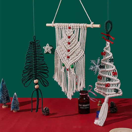 KTX-626643 Nordic Christmas Tree Woven Tapestry Wall Hanging for Home Decoration