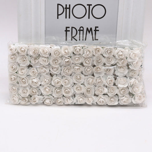 KTX-626771 Mini Artificial Paper Rose Bouquet - 144pcs 1.5-1.8cm for DIY Crafts, Wreaths, and Wedding Decor