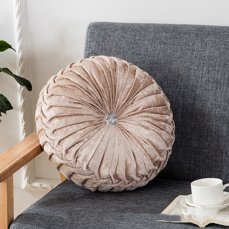 KTX-627987 European Style Plush Pumpkin Pillow - Round Cushion with PP Cotton Filling, 35cm Diameter, Available in Various Colors