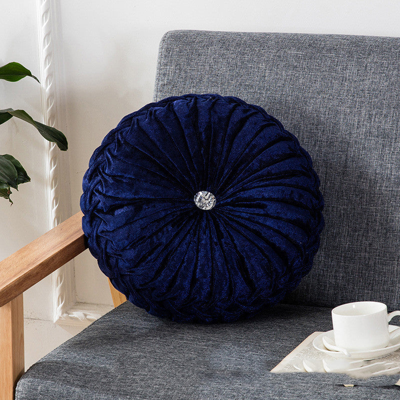 KTX-627987 European Style Plush Pumpkin Pillow - Round Cushion with PP Cotton Filling, 35cm Diameter, Available in Various Colors