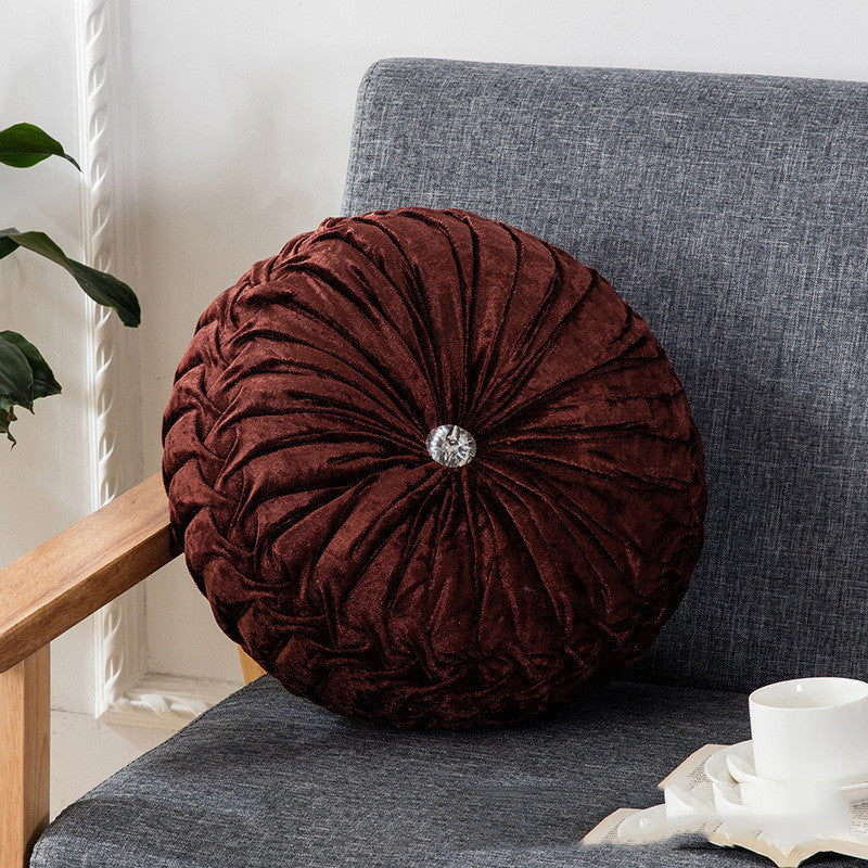 KTX-627987 European Style Plush Pumpkin Pillow - Round Cushion with PP Cotton Filling, 35cm Diameter, Available in Various Colors