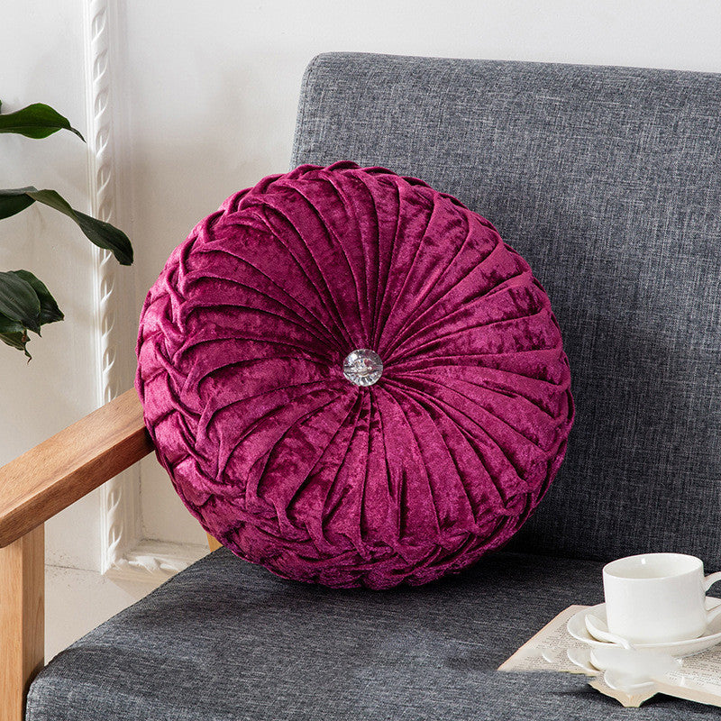 KTX-627987 European Style Plush Pumpkin Pillow - Round Cushion with PP Cotton Filling, 35cm Diameter, Available in Various Colors