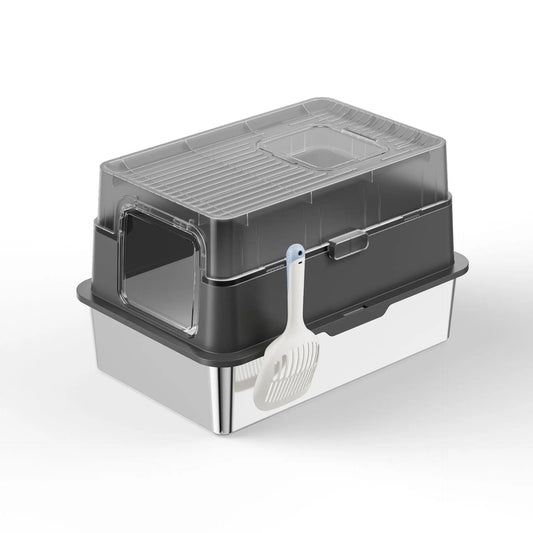 KTX-628435 Eco-Friendly 20L Stainless Steel Cat Litter Box – Easy to Clean and Foldable Design