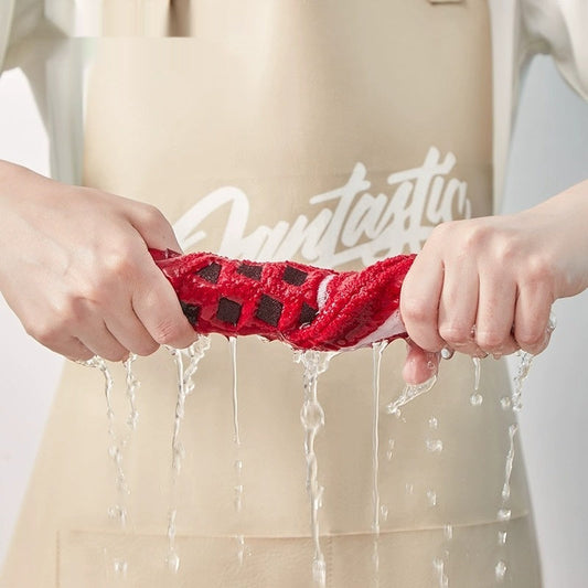 KTX-628563 Cute Cartoon Microfiber Hanging Hand Towel in Red and Blue