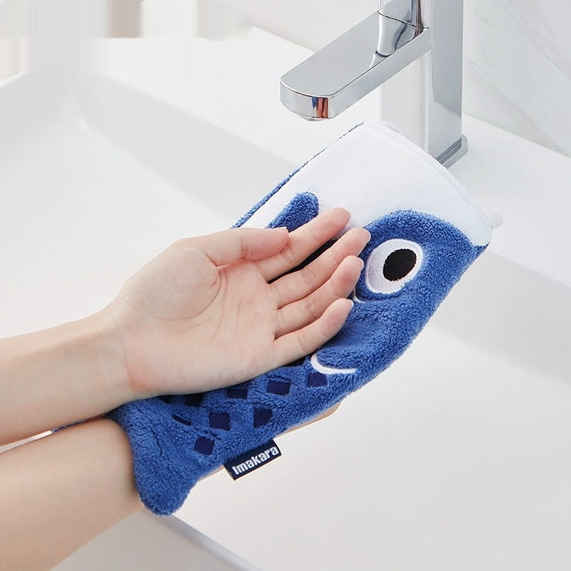 KTX-628563 Cute Cartoon Microfiber Hanging Hand Towel in Red and Blue