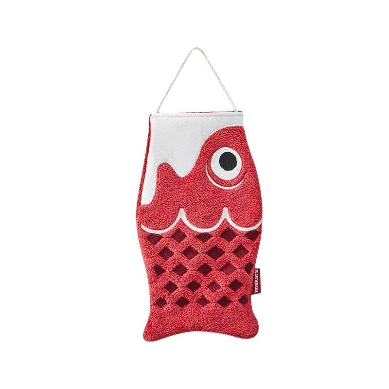 KTX-628563 Cute Cartoon Microfiber Hanging Hand Towel in Red and Blue