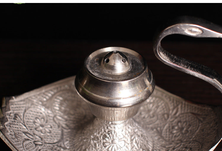 KTX-629075 Handcrafted Silver Swan Copper Incense Holder and Aroma Diffuser