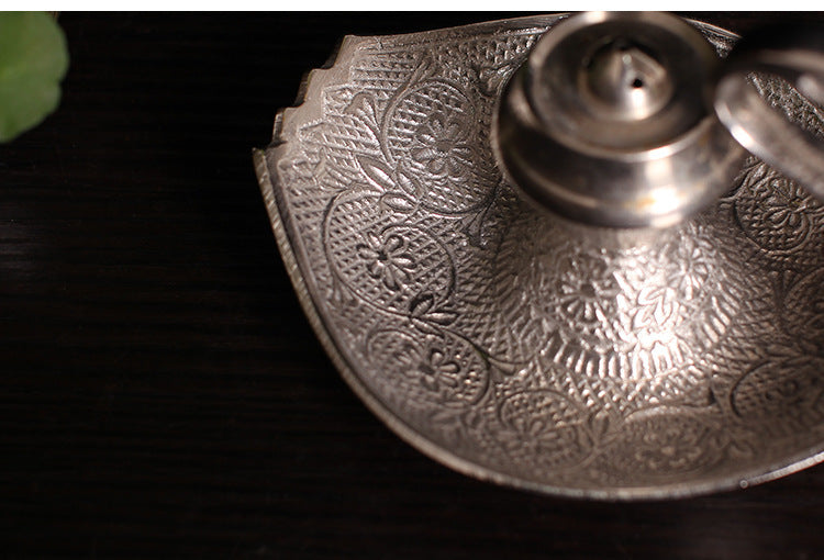 KTX-629075 Handcrafted Silver Swan Copper Incense Holder and Aroma Diffuser