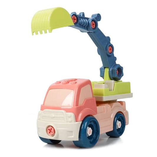 KTX-629395 DIY Take Apart Engineering Vehicle Toy for Kids - Mini Excavator with Tools, Ages 3+