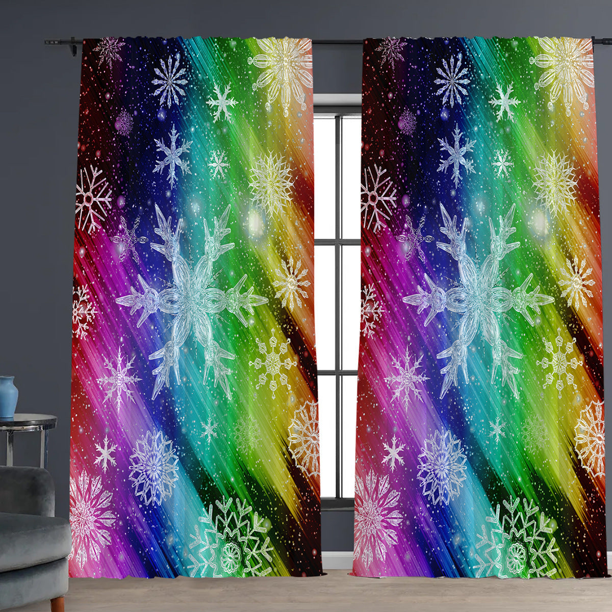 KTX-629843 Christmas 3D Printed Floral Curtains - Set of 2, Various Sizes and High Shading 71%-90%