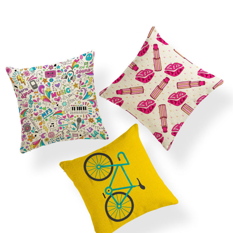 KTX-629971 Cartoon-Inspired Cotton and Linen Pillowcase with Polyester Filling