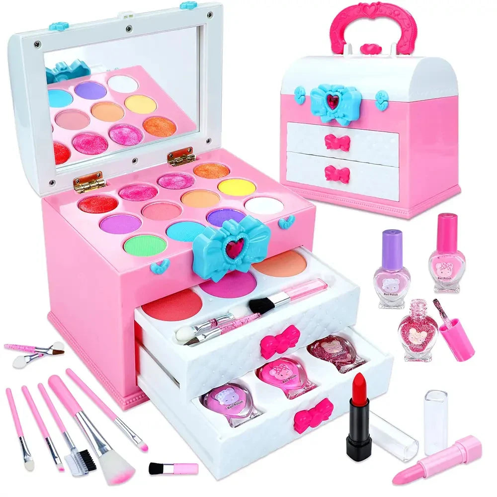 KTX-629971 Kids Pink Makeup Play Set - Cosmetic Case with Accessories for Ages 2 to 13