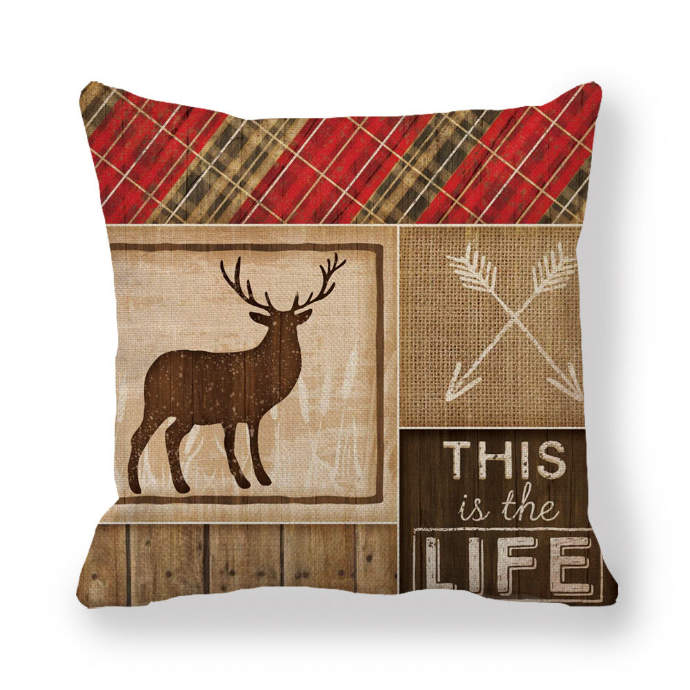 KTX-630099 Wild Animal Cartoon Linen Pillow Cover - 45x45cm, Chinese Style, Multiple Colors