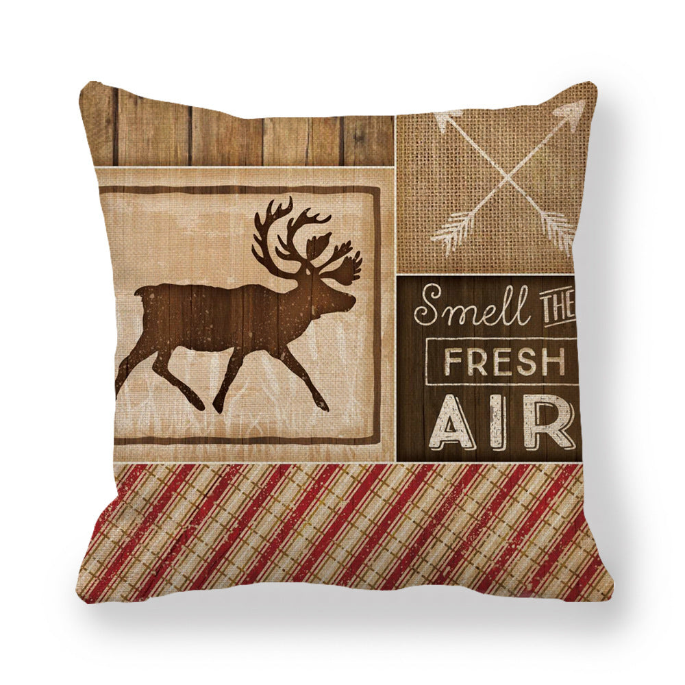 KTX-630099 Wild Animal Cartoon Linen Pillow Cover - 45x45cm, Chinese Style, Multiple Colors