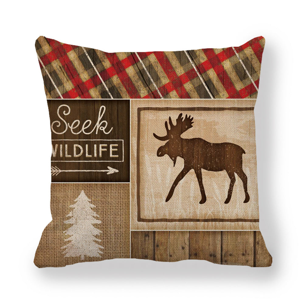 KTX-630099 Wild Animal Cartoon Linen Pillow Cover - 45x45cm, Chinese Style, Multiple Colors