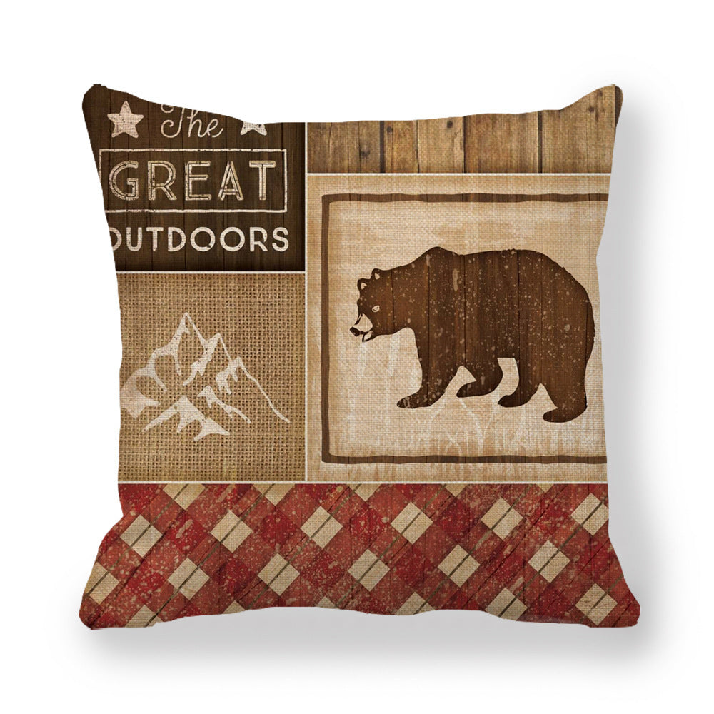 KTX-630099 Wild Animal Cartoon Linen Pillow Cover - 45x45cm, Chinese Style, Multiple Colors