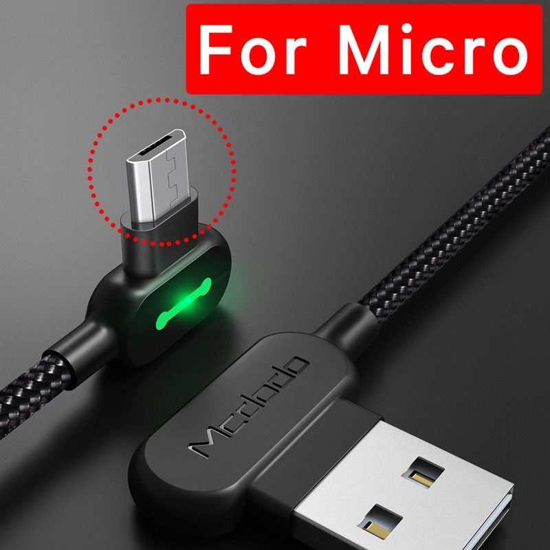 KTX-630355 90 Degree USB Gaming Charger for iPhone - 1.8m Micro USB Data Cable with Intelligent Protection