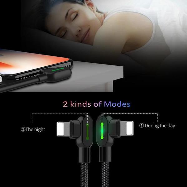 KTX-630355 90 Degree USB Gaming Charger for iPhone - 1.8m Micro USB Data Cable with Intelligent Protection