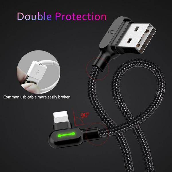 KTX-630355 90 Degree USB Gaming Charger for iPhone - 1.8m Micro USB Data Cable with Intelligent Protection