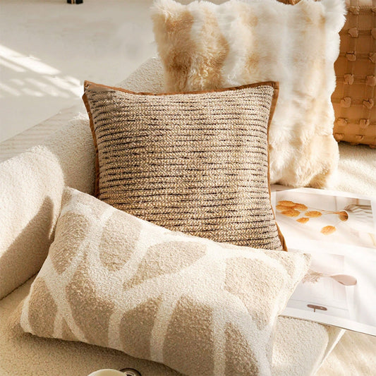 KTX-631251 Vintage French Style Cream Decorative Pillow Cover - 30x50cm & 45x45cm Options