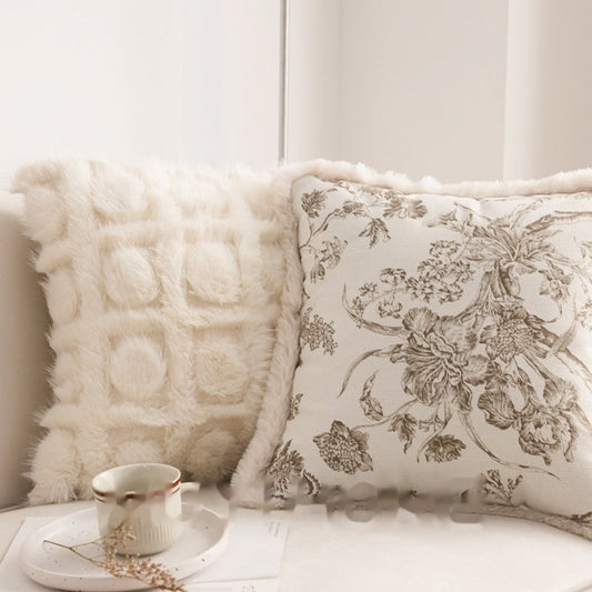 KTX-632403 Gentle Luxury Retro French Printed Plush Pillowcase - Multiple Styles Available