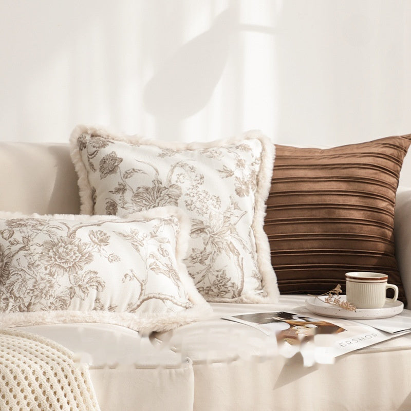 KTX-632403 Gentle Luxury Retro French Printed Plush Pillowcase - Multiple Styles Available