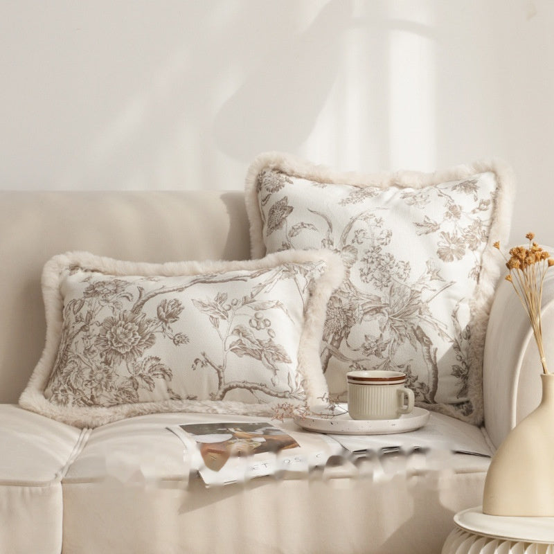 KTX-632403 Gentle Luxury Retro French Printed Plush Pillowcase - Multiple Styles Available