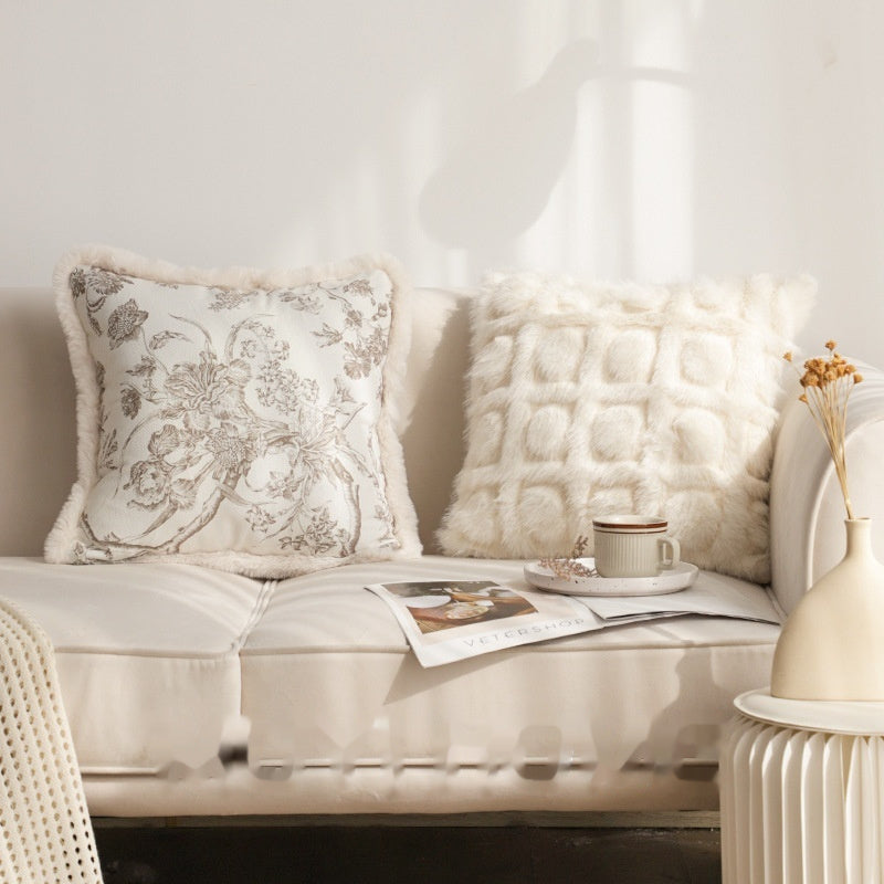 KTX-632403 Gentle Luxury Retro French Printed Plush Pillowcase - Multiple Styles Available
