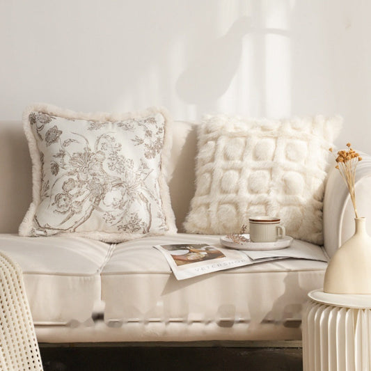 KTX-632403 Gentle Luxury Retro French Printed Plush Pillowcase - Multiple Styles Available