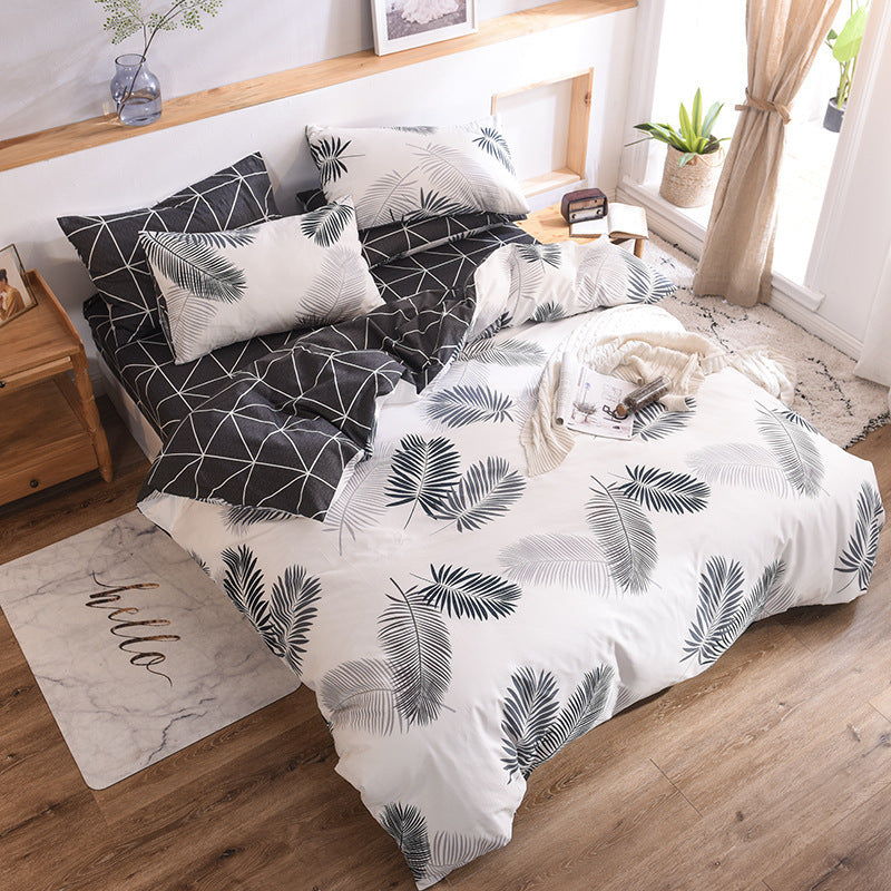 KTX-632915 Nordic-style Four-Piece Cotton Bedding Set with Geometric Patterns