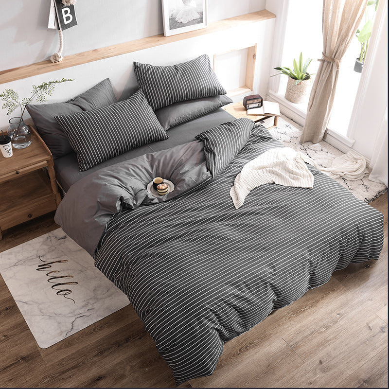 KTX-632915 Nordic-style Four-Piece Cotton Bedding Set with Geometric Patterns