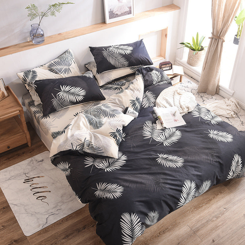 KTX-632915 Nordic-style Four-Piece Cotton Bedding Set with Geometric Patterns