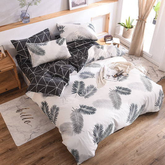 KTX-632915 Nordic-style Four-Piece Cotton Bedding Set with Geometric Patterns
