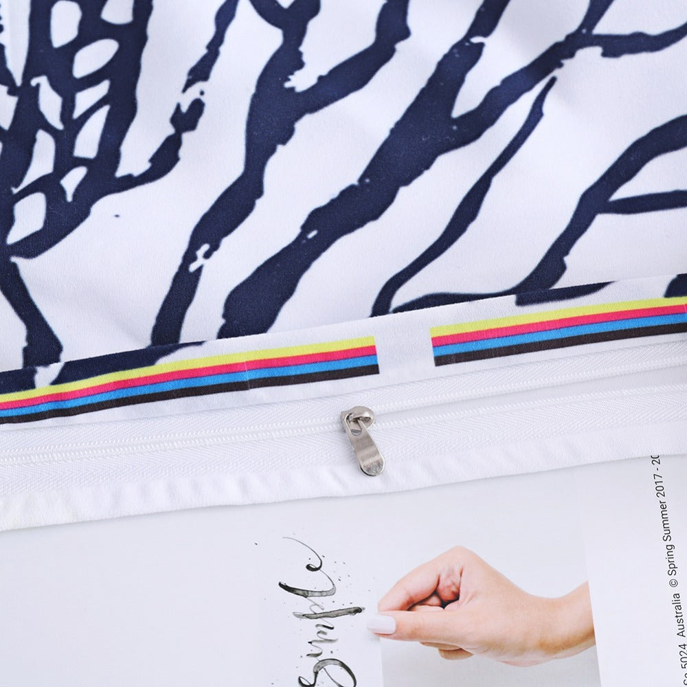 KTX-633747 Retro Sea Turtle Duvet Cover Set in Polyester - Floral Nautical Design (Three or Four Pieces Available)