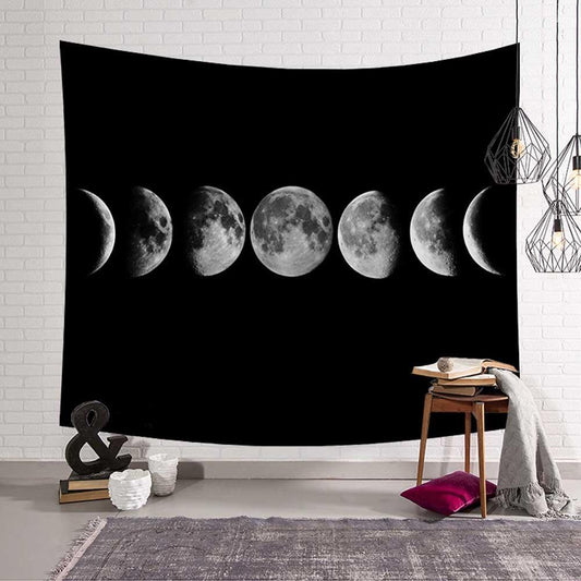 KTX-634451 Moon Phase Polyester Tapestry - Printed Celestial Wall Art