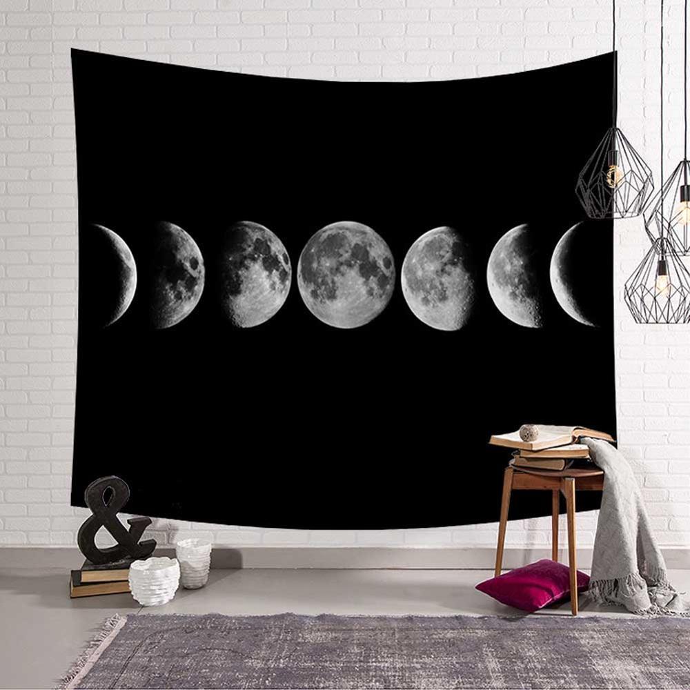 KTX-634451 Moon Phase Polyester Tapestry - Printed Celestial Wall Art
