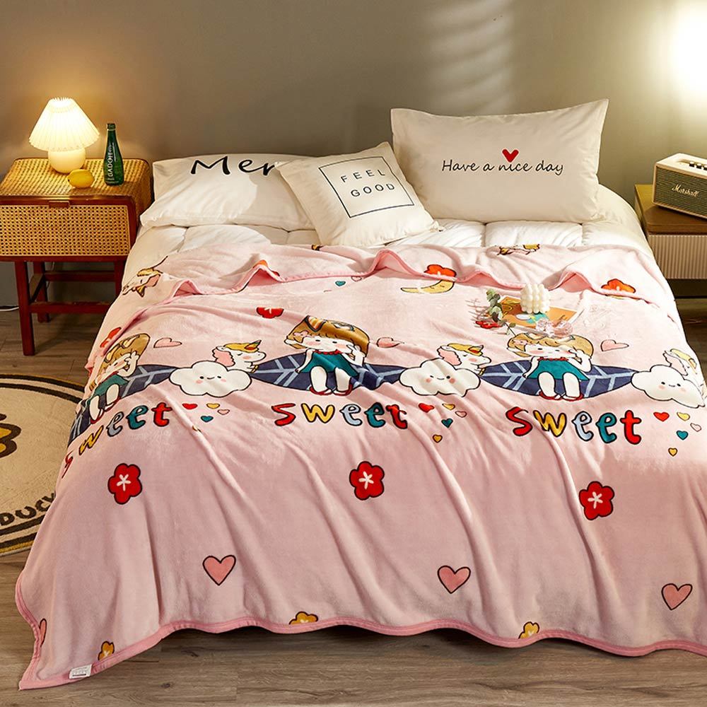 KTX-636051 Cozy Cartoon Coral Fleece Blanket for Autumn and Winter – Multiple Patterns Available