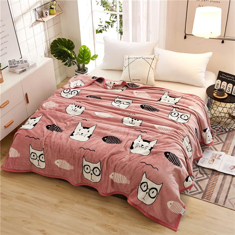KTX-636051 Cozy Cartoon Coral Fleece Blanket for Autumn and Winter – Multiple Patterns Available