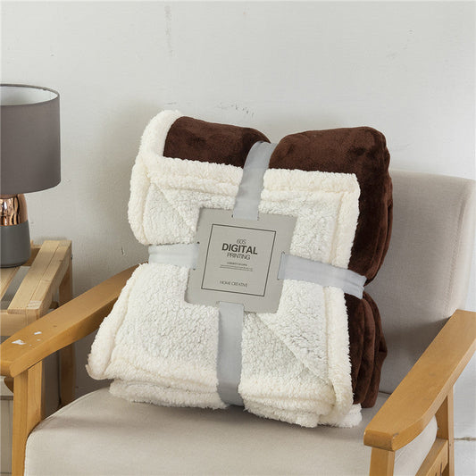 KTX-636883 Warm Double Layer Cashmere-Like Blanket in Assorted Solid Colors and Sizes