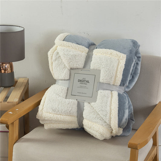 KTX-636883 Warm Double Layer Cashmere-Like Blanket in Assorted Solid Colors and Sizes