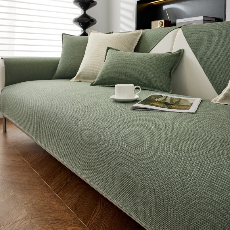 KTX-636947 Solid Color Waffle Sofa Cushion - Waterproof Non-Slip Polyester Cover, Multiple Sizes Available