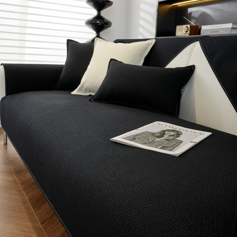 KTX-636947 Solid Color Waffle Sofa Cushion - Waterproof Non-Slip Polyester Cover, Multiple Sizes Available