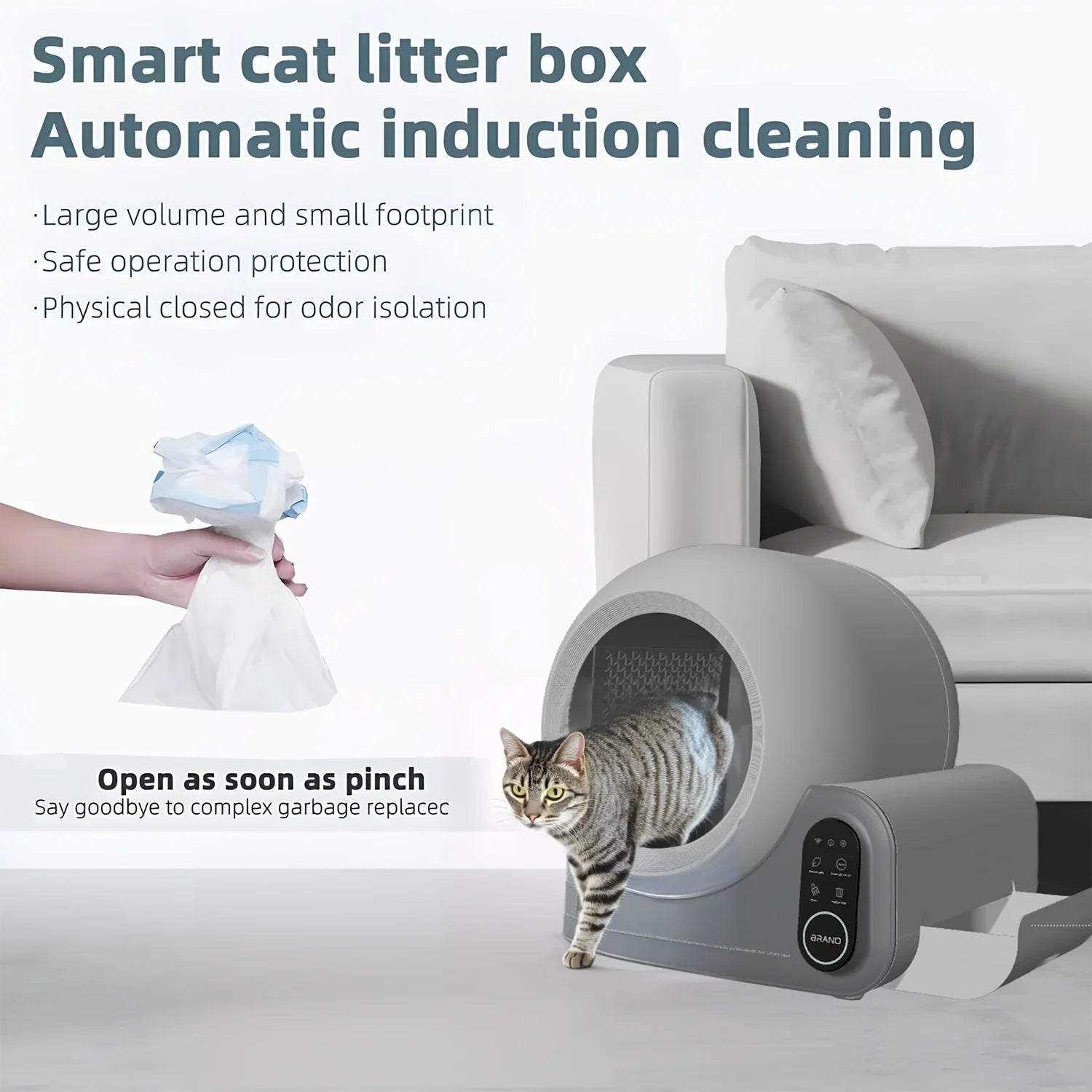 KTX-638483 Automatic Self-Cleaning Cat Litter Box with Odor Control and Smart Monitoring, 66L Capacity