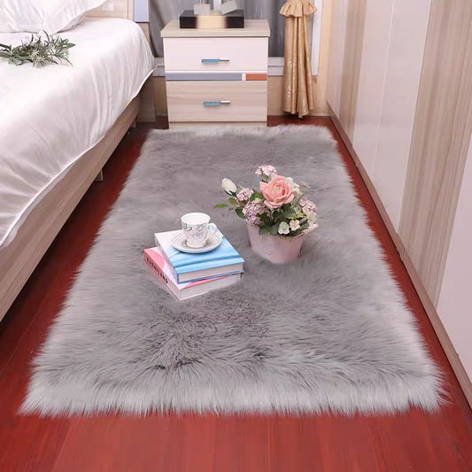 KTX-639123 Fluffy Decorative Carpet - Imitation Wool, 45cm x 45cm, Available in Multiple Colors