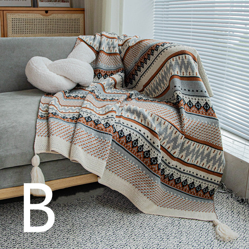 KTX-639507 Whole Body Acrylic Blanket with Geometric Pattern for Dormitory Naps