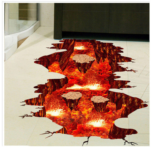 KTX-640659 Removable PVC 3D Simulation Floor Wallpaper - Waterproof, Mildew-Proof, Easy Care (60*90CM)