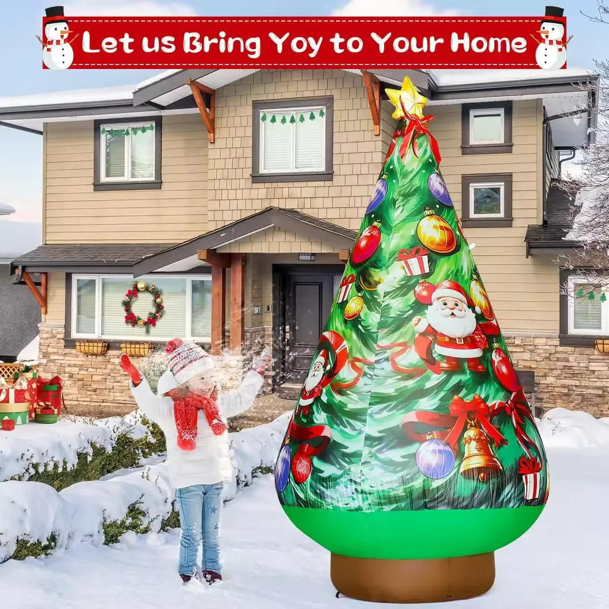 KTX-641107 8.8 FT Christmas Inflatable Tree Decoration for Outdoor Garden and Lawn Use