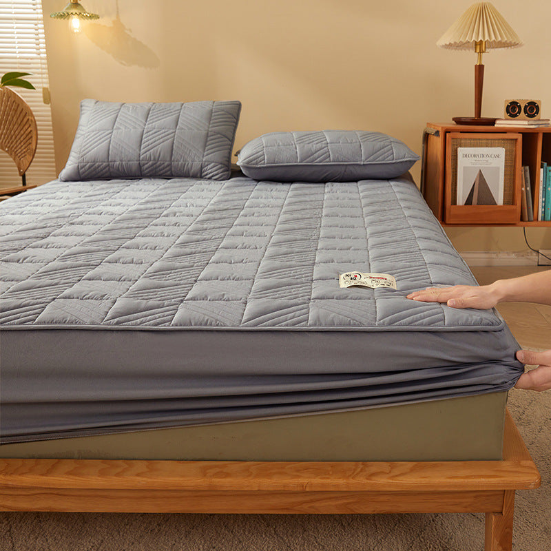 KTX-641491 Striped and Checkered Fitted Sheet Set in Soybean Fiber - Various Sizes Available