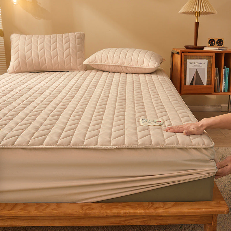 KTX-641491 Striped and Checkered Fitted Sheet Set in Soybean Fiber - Various Sizes Available